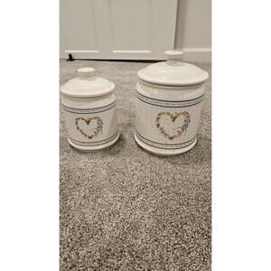 Vintage 1989 House of LLoyd ~ 2 piece Canister Set ~ Hearts And Flowers